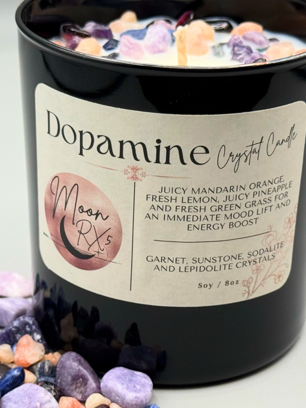 Energizing *Dopamine Crystal Candle* citrus candle healing crystals mood boost - Picture 4 of 6